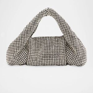 NWT $750 Stuart Weitzman The Moda Mini Shine Crystal Top-Handle Bag Clear